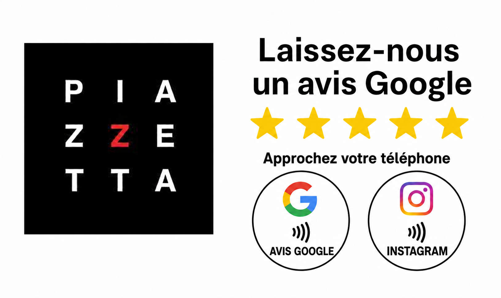 Pancarte NFC personnalisée pour La Piazzetta
